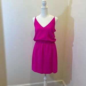 Super flattering hot pink tank dress